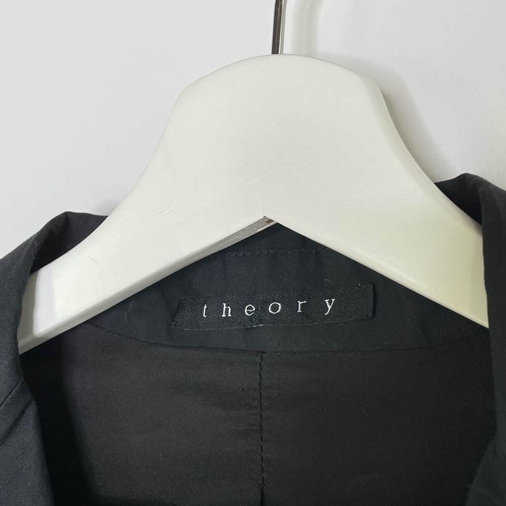 Blazer | Theory Black Single-Breasted Tailored | Minimalist Cotton Classic | 6 - Picture 10 of 14